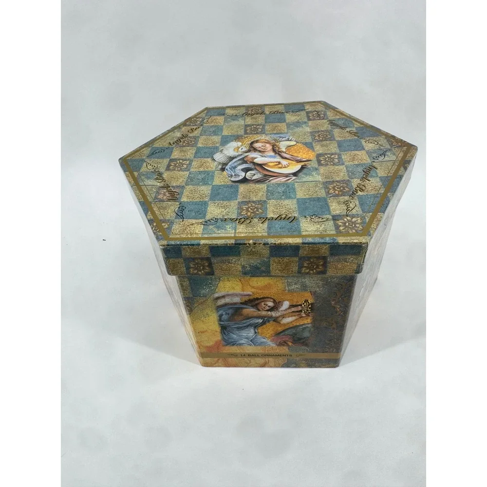 Vintage Renaissance Angel Christmas Ball Ornaments Set of 14 in Hexagon Box